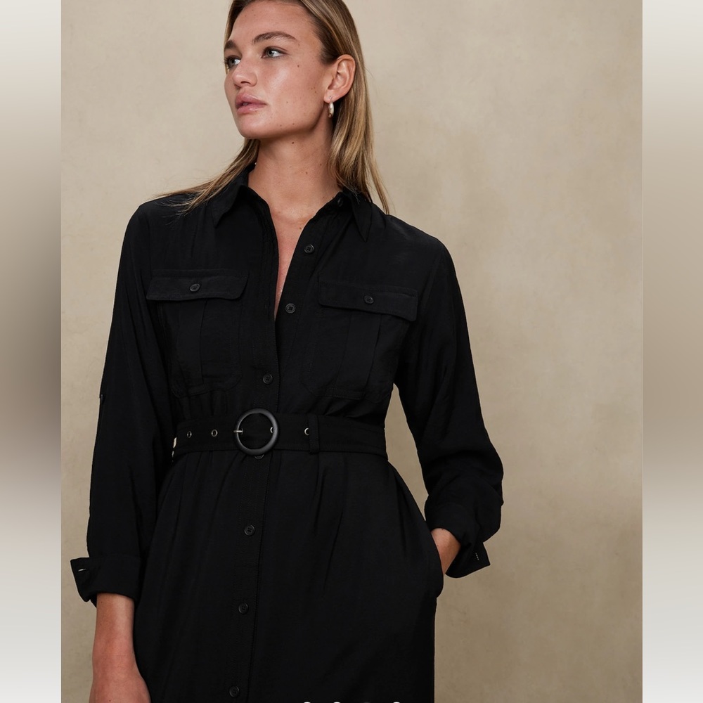 Banana Republic Utility Maxi Shirtdress TALL S in Navy